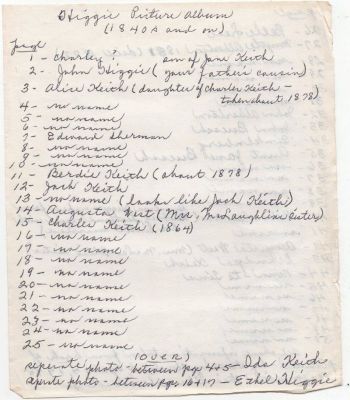 Notes on Higgie Picture Album

This was Shared by Paul Skipper.

Hand written paper by Dorothy Haskell Cleveland.
