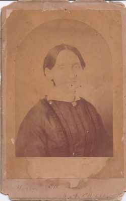 Click to view full size image
==============
Mrs. E. A. Owen
This was Shared by Summer Owens.
This CdV Photograph States: "Front reads: "Yours with respect E. A. Owen." Back reads: "Mrs. E. A. Owen, wife of W. C. Owen (Grandpa Owen's sister-in-law)"
Mrs. E. A. Owen
This was Shared by Summer Owens.
This CdV Photograph States: "Front reads: "Yours with respect E. A. Owen." Back reads: "Mrs. E. A. Owen, wife of W. C. Owen (Grandpa Owen's sister-in-law)"