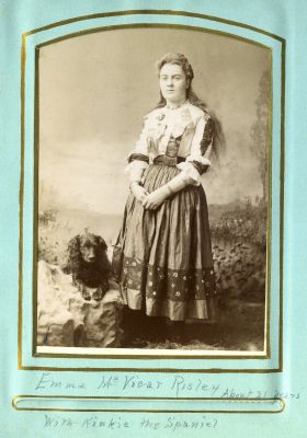 Emma McVicar Risley

This was Shared by a anonymous member.

This Cabinet Card Photo States: "Emma McVicar Risley, About 21 

years with Kinkie the Spaniel"
