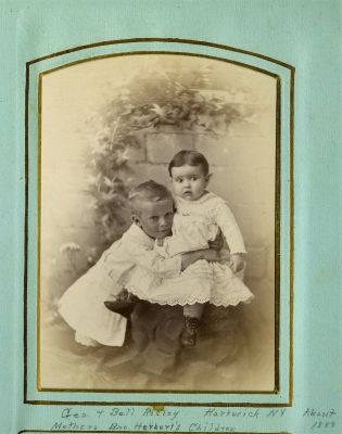 Click to view full size image
==============
Geo. & Bell Risley
This was Shared by a anonymous member.
This Cabinet Card Photo States: "Geo. & Bell Risley, Hartwick, New
York, About 1888. Mothers bro. Herbert's Children."
Geo. & Bell Risley
This was Shared by a anonymous member.
This Cabinet Card Photo States: "Geo. & Bell Risley, Hartwick, New
York, About 1888. Mothers bro. Herbert's Children."
