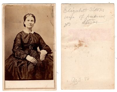 Click to view full size image
==============
Elizabeth B. Gamberton Storrs
This was Donated by Cheryl Webber/The Terry Girls Genealogy.
This CdV Photograph States: "Elizabeth Storrs, wife of Andrew"
Elizabeth B. Gamberton Storrs
This was Donated by Cheryl Webber/The Terry Girls Genealogy.
This CdV Photograph States: "Elizabeth Storrs, wife of Andrew"