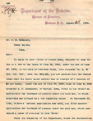 Jonathan Foulk 

Civil War Pension Papers for Jonathan Foulk
