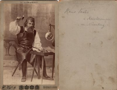 Eugen Gura as Hans Sachs in the opera, "Die Meistersinger von Nürnberg" 

This was Donated by Cheryl Webber/The Terry Girls Genealogy.

This Cabinet Card Photo States: "Hans Sachs in Meistersinger von Nürnberg"

The Photographers name is "W. Höffert", Munich, Germany.

NOTE: Eugen Gura played Hans Sachs in the opera, "Meistersinger von Nürnberg"
