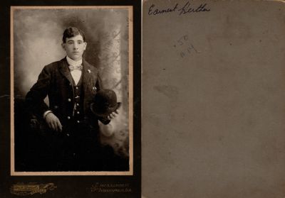 Click to view full size image
==============
Ernest Franklin Herther
This was Donated by Cheryl Webber/The Terry Girls Genealogy.
This photo mounted on board states: "Ernest Herther"
The Photographers name is "Mrs. K. Bryants Studio", Indianapolis, Indiana
Ernest Franklin Herther
This was Donated by Cheryl Webber/The Terry Girls Genealogy.
This photo mounted on board states: "Ernest Herther"
The Photographers name is "Mrs. K. Bryants Studio", Indianapolis, Indiana