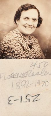 Florence Resler

This Photo States: "Florence Resler, 1892 to 1970."
