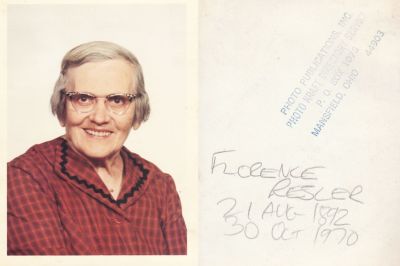 Florence Resler

This Photo States: "Florence Resler, 21 August 1892 to 30 October 1970."


