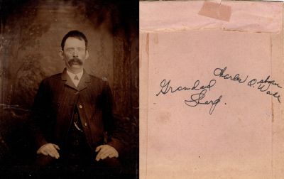 Click to view full size image
==============
Charles Osborne Wade Sharp
This was Donated by Cheryl Webber/The Terry Girls Genealogy.
This Tintype Photo States: "Grandad Sharp, Charles O. Wade Sharp"
Charles Osborne Wade Sharp
This was Donated by Cheryl Webber/The Terry Girls Genealogy.
This Tintype Photo States: "Grandad Sharp, Charles O. Wade Sharp"