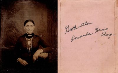 Click to view full size image
==============
Mary Amanda Grimes Sharp
This was Donated by Cheryl Webber/The Terry Girls Genealogy.
This Tintype Photo States: "Grandmother, Amanda Grimes Sharp"
Mary Amanda Grimes Sharp
This was Donated by Cheryl Webber/The Terry Girls Genealogy.
This Tintype Photo States: "Grandmother, Amanda Grimes Sharp"