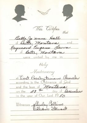 Raymond Eugene Levra & Bette Jeanne Hall Levra

THIS HAS BEEN RETURNED TO FAMILY

Raymond Eugene Levra & Bette Jeanne Hall, Engagement & Wedding Book.

Date of Marriage 28 December 1950
