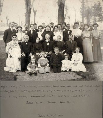 Click to view full size image
==============
John Velde & Agnes Frey Velde & Others
THIS HAS BEEN RETURNED TO FAMILY
This photo mounted on board was Won in Auction thru the Goodwill of the Heartland.
The Photographer is "Brian", San Jose, Illinois, USA
"Golden Wedding", 1908
Complete Description of who is in photo is on the back
NOTE: John Velde & Agnes Frey Velde are in the second row from the bottom on the right
John Velde & Agnes Frey Velde & Others
THIS HAS BEEN RETURNED TO FAMILY
This photo mounted on board was Won in Auction thru the Goodwill of the Heartland.
The Photographer is "Brian", San Jose, Illinois, USA
"Golden Wedding", 1908
Complete Description of who is in photo is on the back
NOTE: John Velde & Agnes Frey Velde are in the second row from the bottom on the right