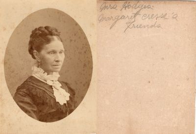 Click to view full size image
==============
Mrs. Hodges
This photo mounted on board states: "Mrs. Hodges, Margaret Cresse's friends"
Mrs. Hodges
This photo mounted on board states: "Mrs. Hodges, Margaret Cresse's friends"