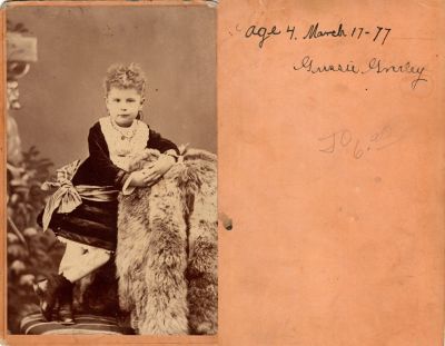 Click to view full size image
==============
Gussie Greeley
This was Donated by Cheryl Webber/The Terry Girls Genealogy.
This photo mounted on board states: "Age 4. 17 March 1877. Gussie Greeley"
Gussie Greeley
This was Donated by Cheryl Webber/The Terry Girls Genealogy.
This photo mounted on board states: "Age 4. 17 March 1877. Gussie Greeley"