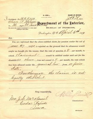 Click to view full size image
==============
Oliver Perry "OP" Holmes
THIS HAS BEEN RETURNED TO FAMILY
Civil War Pension Papers for Oliver Perry "OP" Holmes.
Oliver Perry "OP" Holmes
THIS HAS BEEN RETURNED TO FAMILY
Civil War Pension Papers for Oliver Perry "OP" Holmes.