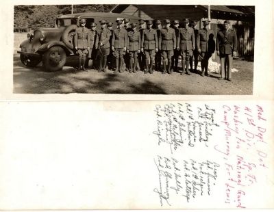 Click to view full size image
==============
Camp Murray
This was shared by Cheryl Webber/The Terry Girls Genealogy.
This photo states: Med. Dept. Det., 41st Div. Sp. Tr., Washington, National Guard, Camp Murray, Fort Lewis"
Camp Murray
This was shared by Cheryl Webber/The Terry Girls Genealogy.
This photo states: Med. Dept. Det., 41st Div. Sp. Tr., Washington, National Guard, Camp Murray, Fort Lewis"
