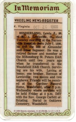 Click to view full size image
==============
Lewis J. Hinderlong Memorial
This was Donated by Arlo Turner
In Memoriam of Lewis J. Hinderlong
Lewis J. Hinderlong Memorial
This was Donated by Arlo Turner
In Memoriam of Lewis J. Hinderlong