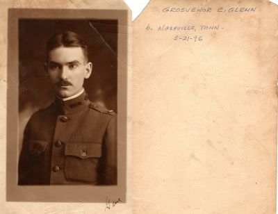 Click to view full size image
==============
Grosvenor Eugene “Gene” Glenn
THIS HAS BEEN RETURNED TO FAMILY
This was Donated by by Cheryl Webber/The Terry Girls Genealogy.
This photo states: "Grosvenor E. Glenn, b. Nashville, Tenn., 21 March 1896"
The Photographers name is "Fulton Art Studio", Brooklyn, New York
Grosvenor Eugene “Gene” Glenn
THIS HAS BEEN RETURNED TO FAMILY
This was Donated by by Cheryl Webber/The Terry Girls Genealogy.
This photo states: "Grosvenor E. Glenn, b. Nashville, Tenn., 21 March 1896"
The Photographers name is "Fulton Art Studio", Brooklyn, New York
