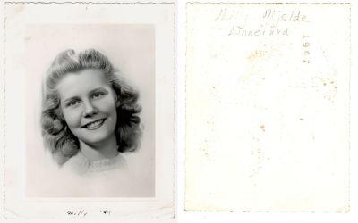 Click to view full size image
==============
Mildred Irene "Milly" Mjelde Linnerud
THIS HAS BEEN RETURNED TO FAMILY
This was Donated by Lois B. Hansen
This photo on the front states: "Milly, 44"
This photo on the back states: "Molly Mjelde Linnerud"
Mildred Irene "Milly" Mjelde Linnerud
THIS HAS BEEN RETURNED TO FAMILY
This was Donated by Lois B. Hansen
This photo on the front states: "Milly, 44"
This photo on the back states: "Molly Mjelde Linnerud"
