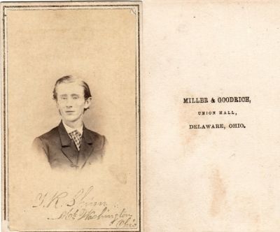 Click to view full size image
==============
Thomas R. Shinn
THIS HAS BEEN RETURNED TO FAMILY
This was Donated by Cheryl Webber/The Terry Girls Genealogy.
This CdV Photograph states: "T. R. Shinn, Washington, Ohio"
The Photographers name is "Miller & Goodrich", Delaware, Ohio
Thomas R. Shinn
THIS HAS BEEN RETURNED TO FAMILY
This was Donated by Cheryl Webber/The Terry Girls Genealogy.
This CdV Photograph states: "T. R. Shinn, Washington, Ohio"
The Photographers name is "Miller & Goodrich", Delaware, Ohio