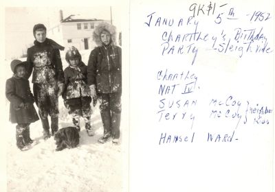 Click to view full size image
==============
Chartley, Nat IV., Susan McCoy, Terry McCoy & Hansel Ward
THIS HAS BEEN RETURNED TO FAMILY
This was Donated by Susan Poole
This photo states: "5 January 1952, Chartley's Birthday Party--Sleigh Ride. Chartley, Nat IV., Susan McCoy, Terry McCoy (neighbor kids), Hansel Ward"
Chartley, Nat IV., Susan McCoy, Terry McCoy & Hansel Ward
THIS HAS BEEN RETURNED TO FAMILY
This was Donated by Susan Poole
This photo states: "5 January 1952, Chartley's Birthday Party--Sleigh Ride. Chartley, Nat IV., Susan McCoy, Terry McCoy (neighbor kids), Hansel Ward"