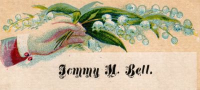 Tommy M. Bell

THIS HAS BEEN DONATED TO THE SPECIAL COLLECTIONS DEPARTMENT OF THE UNIVERSITY OF WASHINGTON

This was Donated by Cheryl Webber/The Terry Girls Genealogy

This Victoria Calling Card states: "Tommy M. Bell"
