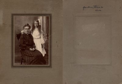 Click to view full size image
==============
Eva Livonia Allen Stone & Vera
This was Donated by by Cheryl Webber/The Terry Girls Genealogy.
This photo mounted on board states: "Grandma Stone & Vera"
The Photographer was in Canyon Creek, Oregon
Eva Livonia Allen Stone & Vera
This was Donated by by Cheryl Webber/The Terry Girls Genealogy.
This photo mounted on board states: "Grandma Stone & Vera"
The Photographer was in Canyon Creek, Oregon