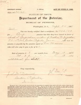 Click to view full size image
==============
Nathan D. Ingraham
THIS HAS BEEN RETURNED TO FAMILY
This was Donated by Mary Muhlfeld
This Civil War Document is for Nathan D. Ingraham
Nathan D. Ingraham
THIS HAS BEEN RETURNED TO FAMILY
This was Donated by Mary Muhlfeld
This Civil War Document is for Nathan D. Ingraham