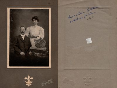 Click to view full size image
==============
Engella “Gala” Johnson Bellstrom & Emill Bellstrom
THIS HAS BEEN RETURNED TO FAMILY
This was Donated by Chris & Cheryl Webber
This photo mounted on board states: "Emill & Gala Bellstrom. Wedding Picture, 1907"
The Photographers name is "Haberstadt", Gothenburg, Nebraska
Engella “Gala” Johnson Bellstrom & Emill Bellstrom
THIS HAS BEEN RETURNED TO FAMILY
This was Donated by Chris & Cheryl Webber
This photo mounted on board states: "Emill & Gala Bellstrom. Wedding Picture, 1907"
The Photographers name is "Haberstadt", Gothenburg, Nebraska