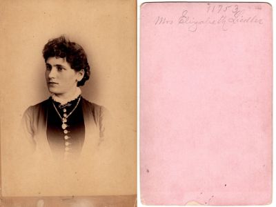 Click to view full size image
==============
Mrs. Elizabeth Liedler
This Cabinet Card Photo states: "Mrs. Elizabeth Liedler"
Mrs. Elizabeth Liedler
This Cabinet Card Photo states: "Mrs. Elizabeth Liedler"