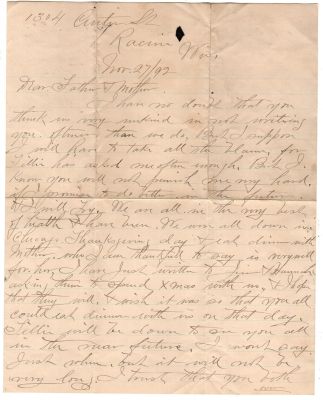 Click to view full size image
==============
John Dean Letter Page 1
THIS HAS BEEN RETURNED TO FAMILY
John Dean Letter. Dated 27 November 1892
Page 1 of 2
John Dean Letter Page 1
THIS HAS BEEN RETURNED TO FAMILY
John Dean Letter. Dated 27 November 1892
Page 1 of 2