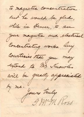 Henry Ellsworth Wood, Page 2

THIS HAS BEEN DONATED TO THE WESTERN MUSEUM OF MINING & INDUSTRY.

This was Donated by Cheryl Webber/The Terry Girls Genealogy.

This letter is written to Henry E. Wood at 1734 Arapahoe Street, Denver, Colorado. The letter is dated 12 November 1908
