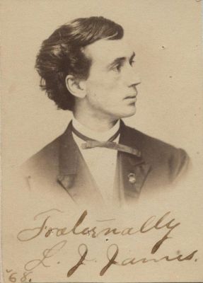 Click to view full size image
==============
Lewis Judson James
THIS HAS BEEN RETURNED TO FAMILY
LEWIS JUDSON JAMES (1844-1925), OWU Class of 1868. Native of Morrow County, Ohio. Lewis Judson James was a Farmer in Chesterville, Ohio. Lewis Judson James also was a Teacher and County Examiner.
Lewis Judson James
THIS HAS BEEN RETURNED TO FAMILY
LEWIS JUDSON JAMES (1844-1925), OWU Class of 1868. Native of Morrow County, Ohio. Lewis Judson James was a Farmer in Chesterville, Ohio. Lewis Judson James also was a Teacher and County Examiner.