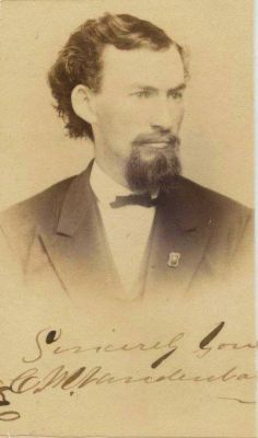 Click to view full size image
==============
Charles M. Vandenbark
THIS HAS BEEN RETURNED TO FAMILY
CHARLES M. VANDENBARK (1844-1910), OWU Class of 1870. Native of Zanesville, Ohio. 1864 Sergeant of the 159th & 195th Ohio Volunteer Infantry. 1871, Special Student at Harvard University. 1872, Attorney at Law.
Charles M. Vandenbark
THIS HAS BEEN RETURNED TO FAMILY
CHARLES M. VANDENBARK (1844-1910), OWU Class of 1870. Native of Zanesville, Ohio. 1864 Sergeant of the 159th & 195th Ohio Volunteer Infantry. 1871, Special Student at Harvard University. 1872, Attorney at Law.