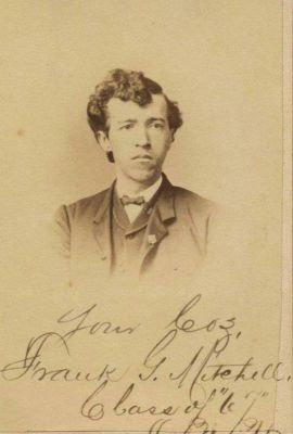 Click to view full size image
==============
Rev. Francis "Frank" Gridley Mitchell
THIS HAS BEEN RETURNED TO FAMILY
REV. FRANCIS "FRANK" GRIDLEY MITCHELL (1845-1931), OWU Class of 1867. Native of Cincinnati, Ohio. 1864, Sergeant of 134th Ohio Volunteer Infantry. 1884-1890, Chaplain Ohio National Guard. Minister in Cincinnati Conference M. E. Church. 1894, Grand Chaplain Grand Lodge of Masons.
Rev. Francis "Frank" Gridley Mitchell
THIS HAS BEEN RETURNED TO FAMILY
REV. FRANCIS "FRANK" GRIDLEY MITCHELL (1845-1931), OWU Class of 1867. Native of Cincinnati, Ohio. 1864, Sergeant of 134th Ohio Volunteer Infantry. 1884-1890, Chaplain Ohio National Guard. Minister in Cincinnati Conference M. E. Church. 1894, Grand Chaplain Grand Lodge of Masons.