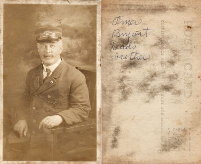 Click to view full size image
==============
Elmer Ellsworth Bryant
This Real Photo Postcard (RPPC) states: "Elmer Bryant, Dad's Brother"
Elmer Ellsworth Bryant
This Real Photo Postcard (RPPC) states: "Elmer Bryant, Dad's Brother"