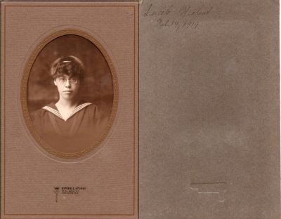 Click to view full size image
==============
Lucile Nelson
This photo was Donated.
This photo states: "Lucile Nelson, 14 February 1919"
The Photographers name is "Kimball Studio", Concord, New Hampshire
Lucile Nelson
This photo was Donated.
This photo states: "Lucile Nelson, 14 February 1919"
The Photographers name is "Kimball Studio", Concord, New Hampshire