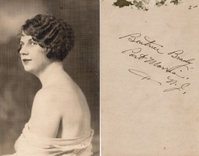 Beatrice Brady

This photo was Donated

This photo states: "Beatrice Brady, Port Morris, New Jersey"

