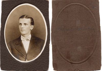 Charlie McCartney

This was Donated

This cut photo mounted on board states: "Charley McCartney"

The Photographers appears to have been in Pittsburg, Pennsylvania.
