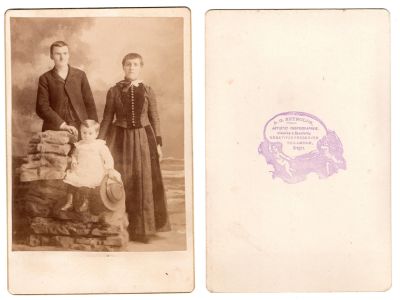 Click to view full size image
==============
Charles Sherman Wells, Hester P. “Hettie” Quick Wells & Isaac Zura “Ike” Wells
THIS HAS BEEN RETURNED TO FAMILY
This was Donated by Cheryl Webber/The Terry Girls Genealogy.
This Cabinet Card Photo is of "Mr. & Mrs. Chas. Wells (Hetty) & Son Ike"
The Photographers name is "A. G. Reynolds", Tillamook, Oregon
Charles Sherman Wells, Hester P. “Hettie” Quick Wells & Isaac Zura “Ike” Wells
THIS HAS BEEN RETURNED TO FAMILY
This was Donated by Cheryl Webber/The Terry Girls Genealogy.
This Cabinet Card Photo is of "Mr. & Mrs. Chas. Wells (Hetty) & Son Ike"
The Photographers name is "A. G. Reynolds", Tillamook, Oregon