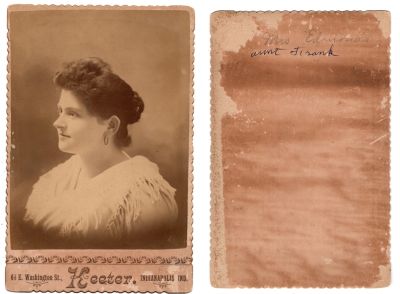 Click to view full size image
==============
Mrs. Edmonds
This was Donated by Cheryl Webber/The Terry Girls Genealogy.
This Cabinet Card Photo states: "Mrs. Edmonds, Aunt, Frank"
The Photographers name is "Keeter", Indianapolis, Indiana
Mrs. Edmonds
This was Donated by Cheryl Webber/The Terry Girls Genealogy.
This Cabinet Card Photo states: "Mrs. Edmonds, Aunt, Frank"
The Photographers name is "Keeter", Indianapolis, Indiana