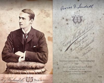 Click to view full size image
==============
George Frederick Tendall
THIS HAS BEEN RETURNED TO FAMILY
This Cabinet Card Photo States: "George F. Tendall"
The Photographers name is "Henry Wayland & Co.", Blackhealth & at Streatham, London, England.
George Frederick Tendall
THIS HAS BEEN RETURNED TO FAMILY
This Cabinet Card Photo States: "George F. Tendall"
The Photographers name is "Henry Wayland & Co.", Blackhealth & at Streatham, London, England.