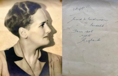 Click to view full size image
==============
Enid Alethea Tendall Anderson
THIS HAS BEEN RETURNED TO FAMILY
The front of this photo states: "Dad, from Enid"
The back of this photo states: "1940. Enid A. Tendall Anderson, Born 1905, York, England"
Enid Alethea Tendall Anderson
THIS HAS BEEN RETURNED TO FAMILY
The front of this photo states: "Dad, from Enid"
The back of this photo states: "1940. Enid A. Tendall Anderson, Born 1905, York, England"
