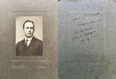Click to view full size image
==============
Robert E. F. Tendall
THIS HAS BEEN RETURNED TO FAMILY
This Cabinet Card Photo States: "Robert E. F. Tendall, Taken when in Cambridge, Clark College, 1919"
Robert E. F. Tendall
THIS HAS BEEN RETURNED TO FAMILY
This Cabinet Card Photo States: "Robert E. F. Tendall, Taken when in Cambridge, Clark College, 1919"