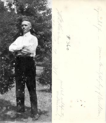 Click to view full size image
==============
Sergeant Harvie Daugherty Harris
THIS HAS BEEN DONATED TO THE MERCER COUNTY HISTORICAL MUSEUM.
This Photo States: "Requested for Mercer County History of World War. H.D. Harris, New Boston, Ill. (Med. Det, 131st Infantry, 33rd Division)."
This gentleman is Sergeant Harvie Daugherty Harris, who served during World War I.
Sergeant Harvie Daugherty Harris
THIS HAS BEEN DONATED TO THE MERCER COUNTY HISTORICAL MUSEUM.
This Photo States: "Requested for Mercer County History of World War. H.D. Harris, New Boston, Ill. (Med. Det, 131st Infantry, 33rd Division)."
This gentleman is Sergeant Harvie Daugherty Harris, who served during World War I.
