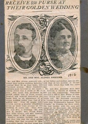 Click to view full size image
==============
50th Wedding Anniversary Mr. & Mrs. Alonzo Anscomb
This Cabinet Card Photo was Shared by Betty McCann Silvia.
50TH Wedding Anniversary Article for Mr. And Mrs. Alonzo Anscomb.
50th Wedding Anniversary Mr. & Mrs. Alonzo Anscomb
This Cabinet Card Photo was Shared by Betty McCann Silvia.
50TH Wedding Anniversary Article for Mr. And Mrs. Alonzo Anscomb.