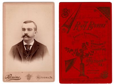 Click to view full size image
==============
Simon Rueben Saylor
THIS HAS BEEN RETURNED TO FAMILY
This Cabinet Card Photo was obtained from Ebay.
This Cabinet Card Photo states: "S. R. Saylor"
The Photographers name is "R. A. Bonine", Altoona, Pennsylvania
Simon Rueben Saylor
THIS HAS BEEN RETURNED TO FAMILY
This Cabinet Card Photo was obtained from Ebay.
This Cabinet Card Photo states: "S. R. Saylor"
The Photographers name is "R. A. Bonine", Altoona, Pennsylvania
