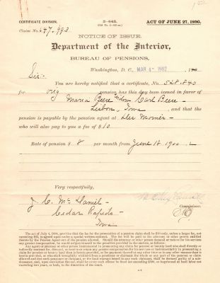 Click to view full size image
==============
Carl Herman Beese
THIS HAS BEEN RETURNED TO FAMILY
Pension documents for Carl Herman Beese
Carl Herman Beese
THIS HAS BEEN RETURNED TO FAMILY
Pension documents for Carl Herman Beese