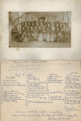 Click to view full size image
==============
First Sechrist Family Reunion, 1895
THIS HAS BEEN RETURNED TO FAMILY
This photo mounted on board is of the First Sechrist Family Reunion, 7 November 1895. See back of photo mounted on board for names.
First Sechrist Family Reunion, 1895
THIS HAS BEEN RETURNED TO FAMILY
This photo mounted on board is of the First Sechrist Family Reunion, 7 November 1895. See back of photo mounted on board for names.