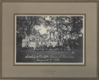 Click to view full size image
==============
The Sechrist 12th Annual Family Reunion
THIS HAS BEEN RETURNED TO FAMILY
This photo mounted on board states: "The Sechrist 12th Annual Family Reunion, 31 August 1918"
The Sechrist 12th Annual Family Reunion
THIS HAS BEEN RETURNED TO FAMILY
This photo mounted on board states: "The Sechrist 12th Annual Family Reunion, 31 August 1918"