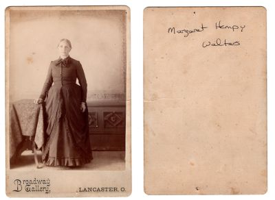 Margaret Hempy Walters

THIS HAS BEEN RETURNED TO FAMILY

This was Donated by Denise Ayers

This Cabinet Card Photo states: "Margaret Hempy Walters"

The Photographers name is "Broadway Gallery", Lancaster, Ohio


