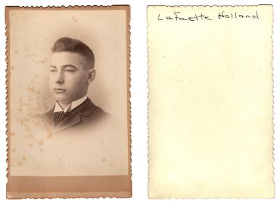 Lafaette Holland

This was Donated by Denise Ayers

This Cabinet Card Photo states: "Lafaette Holland"

